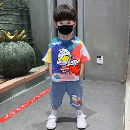 奥特曼男童衣服夏装2024新款儿童装短袖痞帅夏款小童夏季男宝套装