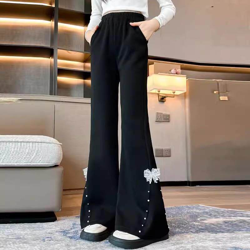 女童微喇裤子春秋款2025新款女大童外穿休闲裤儿童洋气喇叭裤宽松