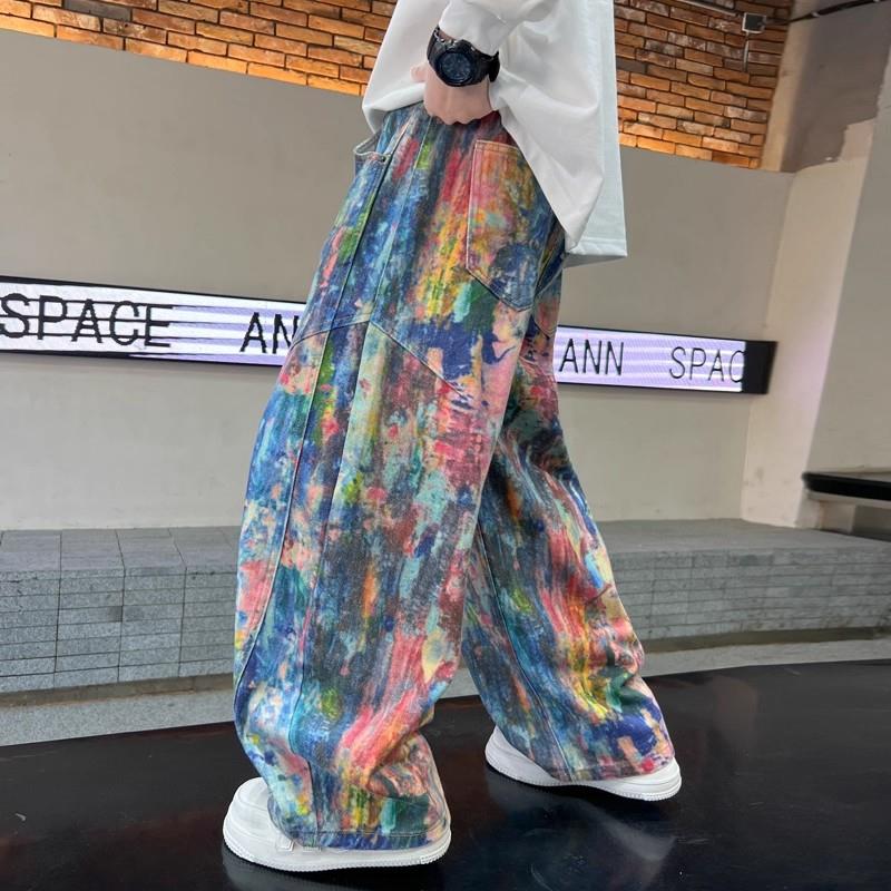 男童秋装裤子春秋款儿童套装休闲裤中大2026新款秋季扎染时髦炸街