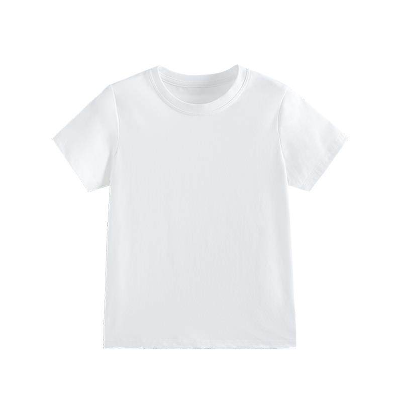 儿童白色短袖t恤校服打底衫纯棉男女童圆领宽松内搭小学生班服夏
