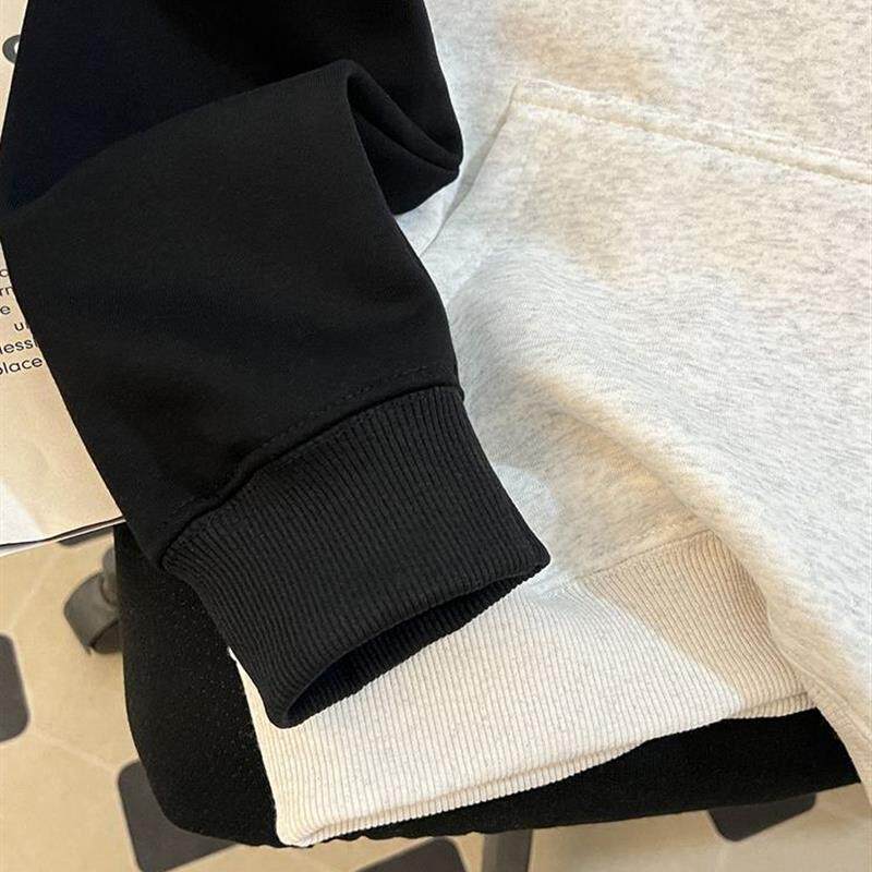 女童美式插肩袖连帽卫衣秋冬新款潮牌中大童初中学生加绒慵懒外套