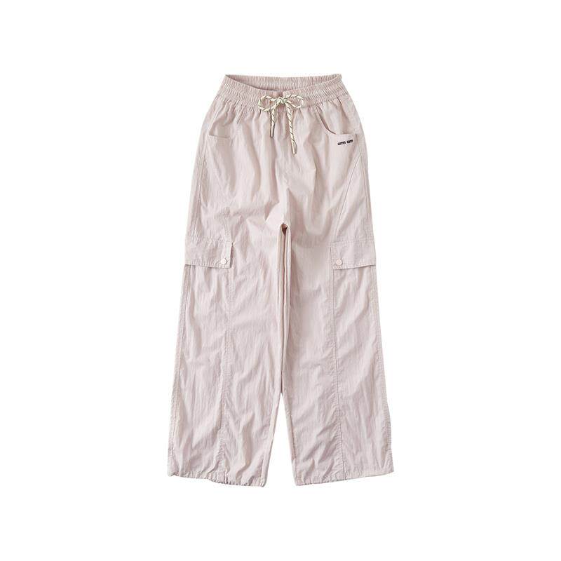 女童裤子夏季新款冰丝工装孩直筒黑色儿童中大童防蚊长裤天阔腿薄