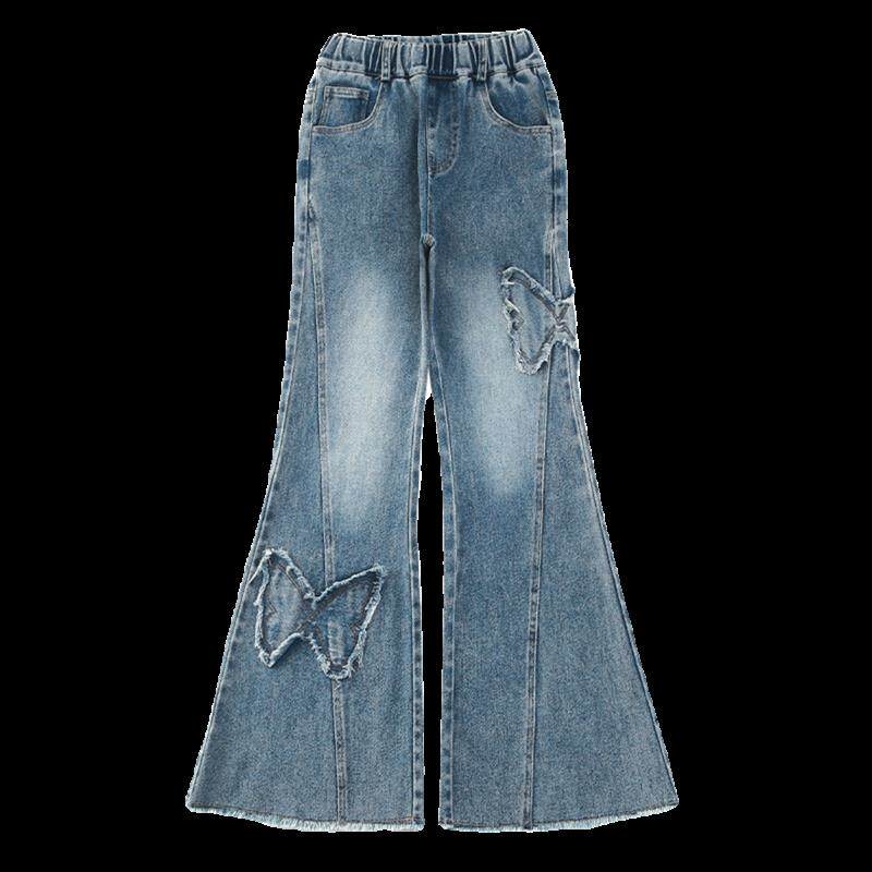 女童喇叭裤夏季款2025新款儿童牛仔裤网红洋气中大童修身裤子外穿