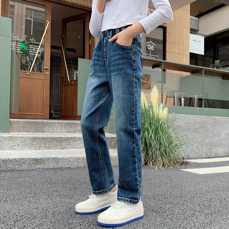 女童一体绒裤子外穿儿童牛仔长裤秋装2024新款中大童秋冬季休闲裤