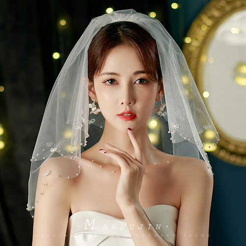 新娘登记领证小头纱拍照结婚头饰