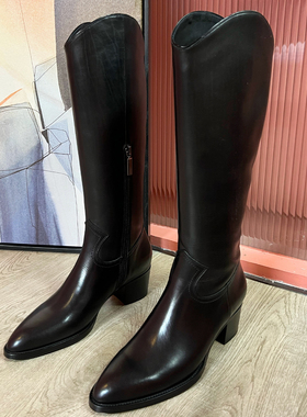 Flapper S 西部长靴胎牛皮及膝靴高筒靴