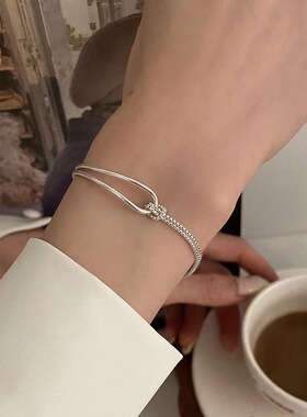 简约高级感打结双层半镯手链女ins个性气质小众百搭设计感手饰品