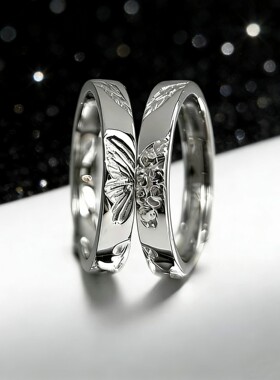 山屿蝶情侣戒指999纯银轻奢感蝴蝶对戒ins网红自由与浪漫指环