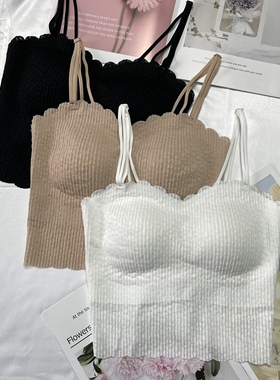 古妃46903爆款网红抹胸美背心内搭打底衫外穿吊带胸垫乳胶内衣女