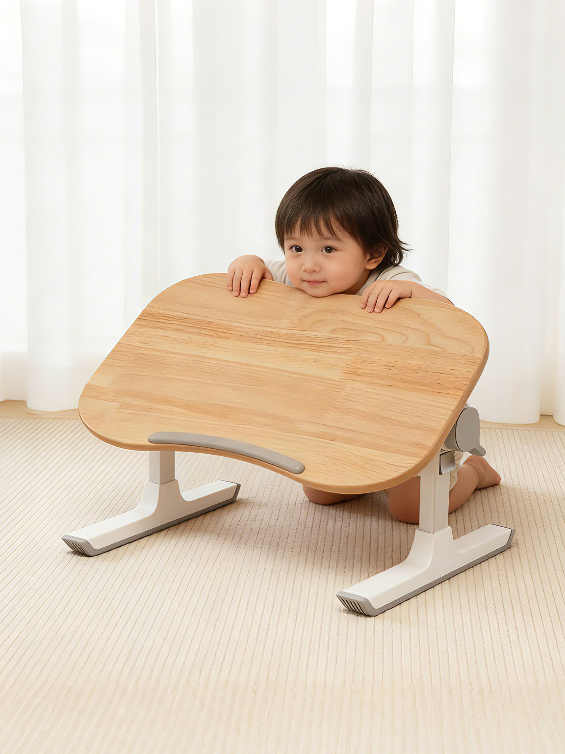 Solid wood peanut table, foldable and liftable children's study desk, book desk, baby table, baby toy table, picture book reading rack