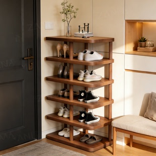 实木腿鞋 柜 架简易多层家用不占地方入户门小窄门口一体收纳靠墙鞋