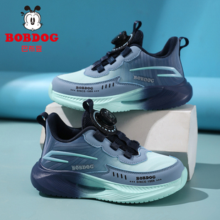 巴布豆童鞋男童运动鞋秋冬2025新款皮面防水小男孩软底儿童跑步鞋