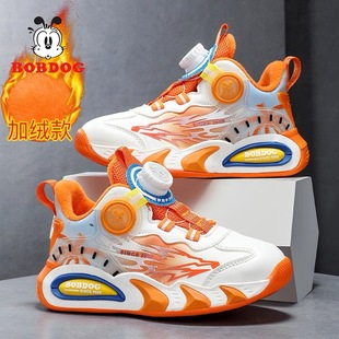 巴布豆童鞋男童篮球鞋2025冬季新款中大童鞋子加绒二棉儿童运动鞋