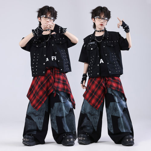 街舞儿童潮服hiphop童装少儿服装男童架子鼓演出服嘻哈风潮牌套装