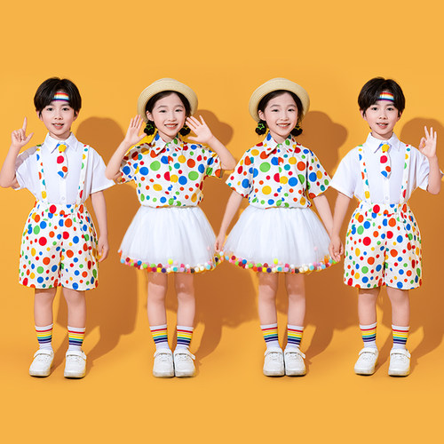 六一儿童表演服装幼儿园毕业服装蓬蓬裙背带裤小学生啦啦队演出服