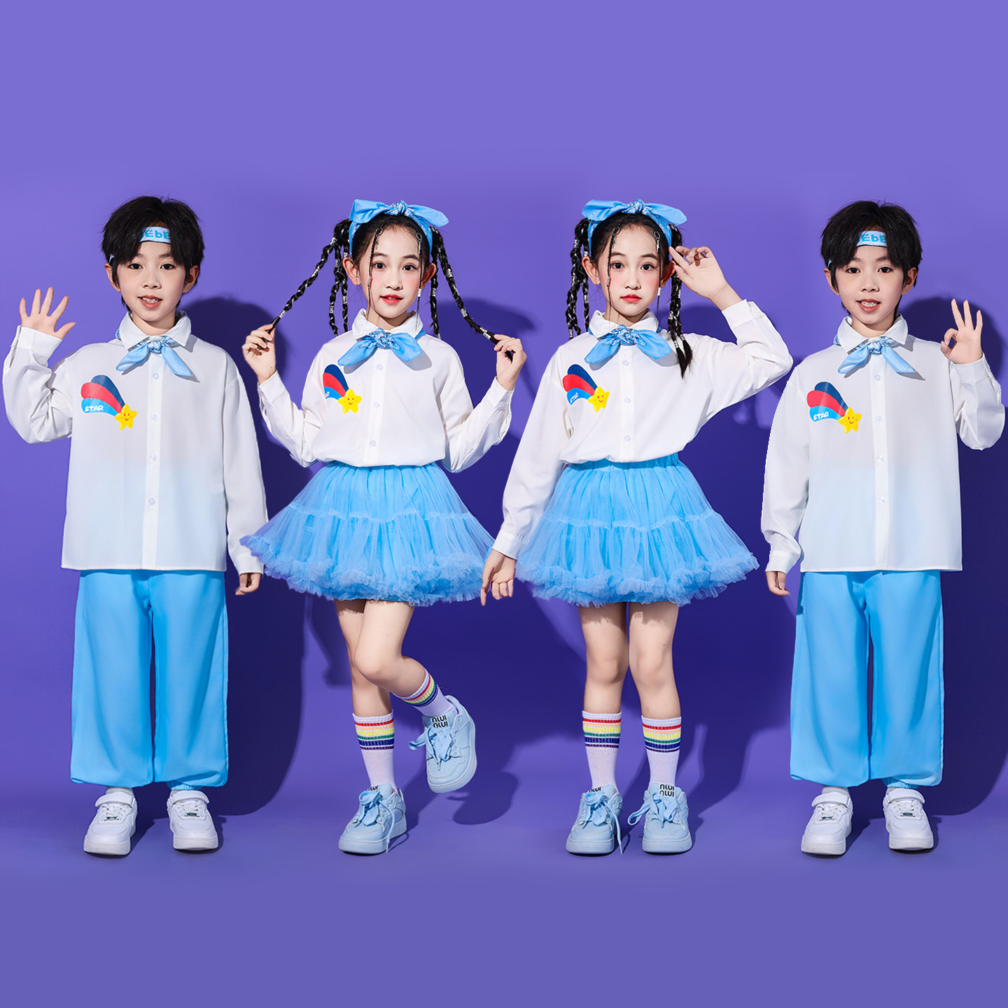 儿童合唱演出服小学生诗歌朗诵运动会开幕式服装啦啦队幼儿园表演