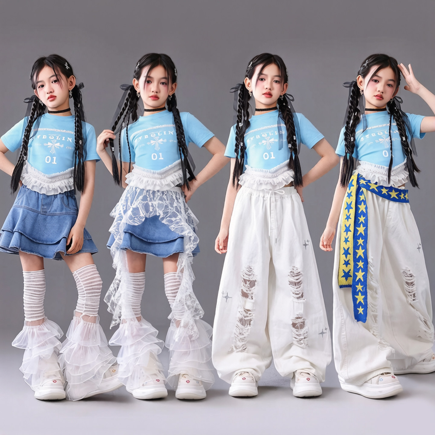 爵士舞服装女童潮酷时髦儿童走秀潮服女孩jazz套装少儿爵士演出服