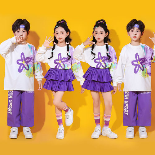 元旦儿童啦啦队演出服小学生运动会服装校运动会紫班服幼儿园表演