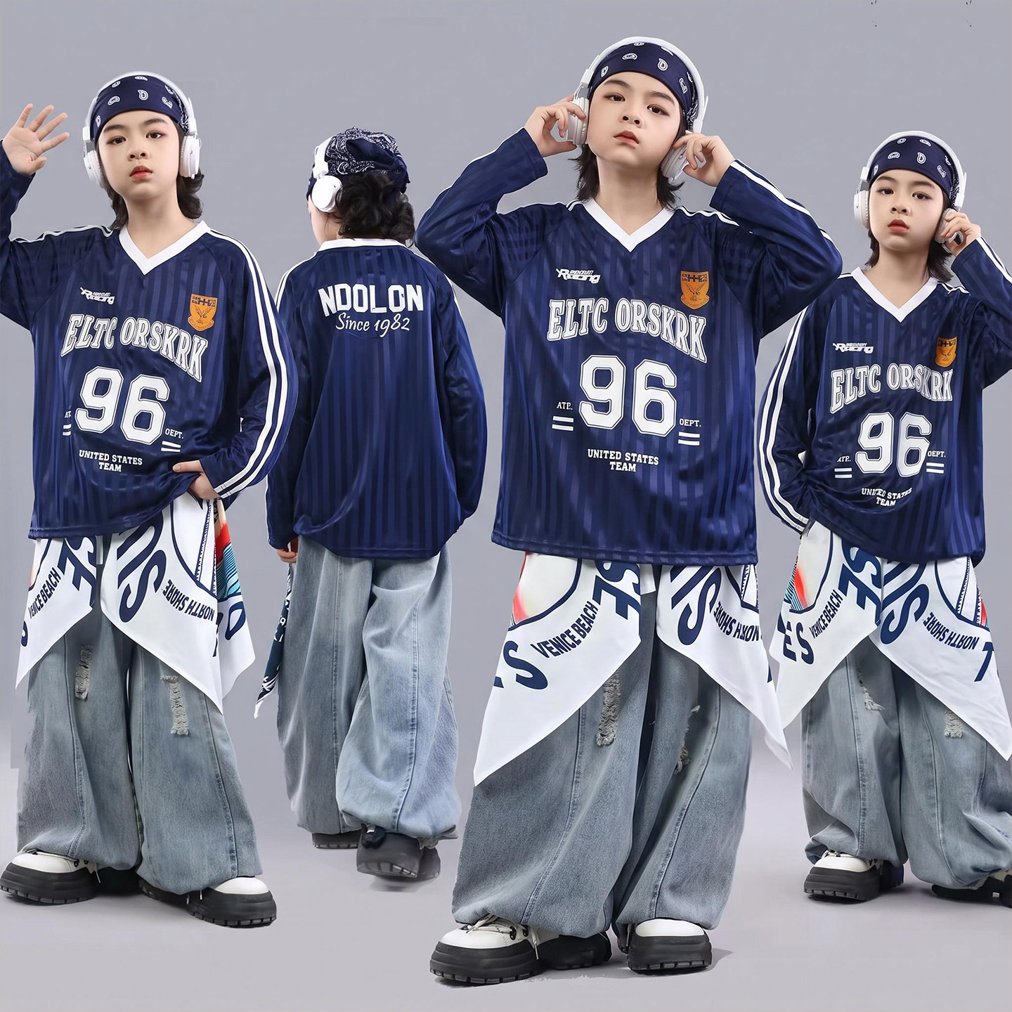 街舞儿童潮服少儿服装hiphop童装架子鼓演出服男童嘻哈宽松套装酷