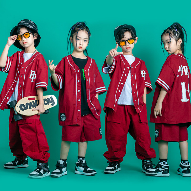 街舞儿童潮服酷帅男童嘻哈套装女童hiphop六一喜庆演出服少儿服装_虎窝淘