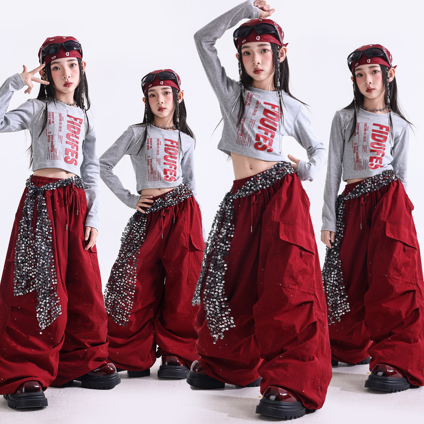 爵士舞服装女童潮酷时髦儿童走秀潮服女孩jazz套装少儿爵士演出服