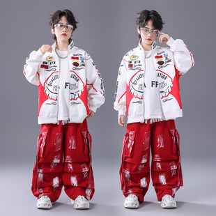 春晚儿童喜庆街舞演出服少儿服装hiphop童装架子鼓男童潮服套装酷