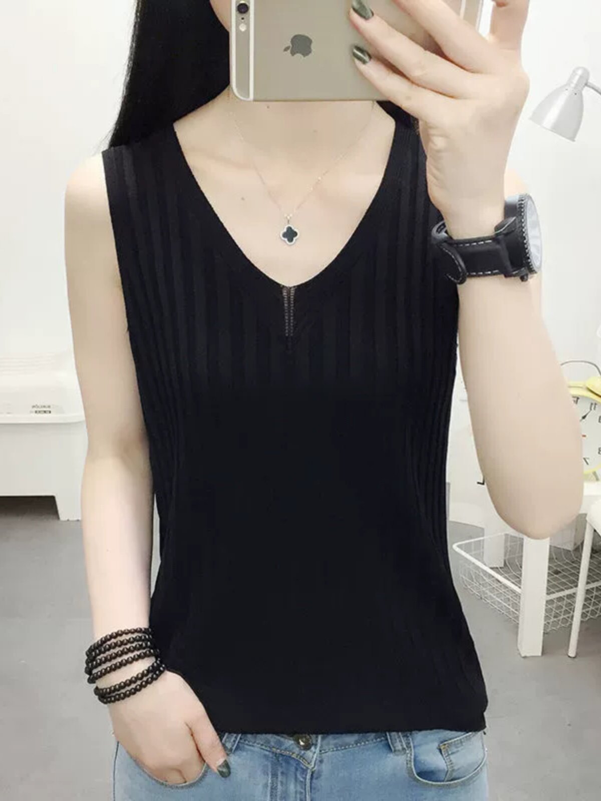 여성용 여름 아우터용 민소매 티셔츠 속이 빈 루즈한 대형 상의 여성용 다용도 아이스 실크 니트 조끼 하의 및 이너웨어