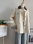 本巷衣涩2026年春季 复古休闲拼接翻领撞色外套高级感小个子风 新款