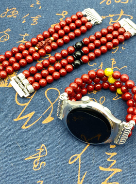 适用华为gt5/4/3/2watch4/3 pro朱砂佛珠文玩手串串珠佳明表带