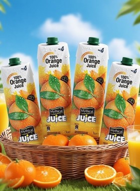 希腊原装进口米修斯橙汁果汁1L*4橙c美式调酒轻断食果蔬汁饮料