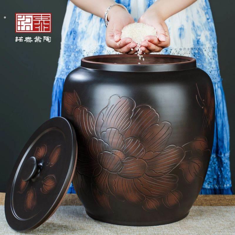 米缸陶瓷家用密封带盖子防潮防虫米箱大容量米桶五谷杂粮收纳聚财