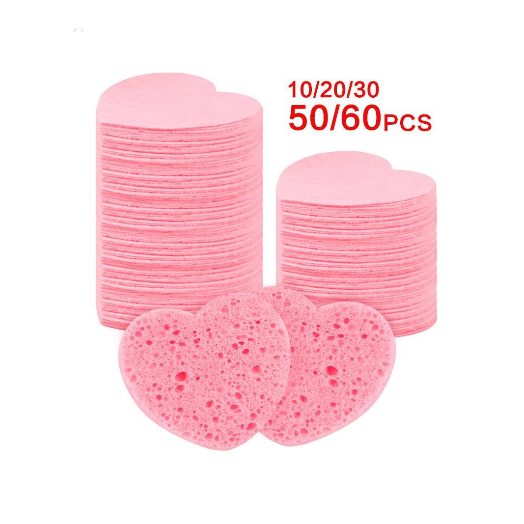 洗脸海绵洁面扑清洁木浆棉洗脸扑卸妆一次性多色心形压缩洗脸