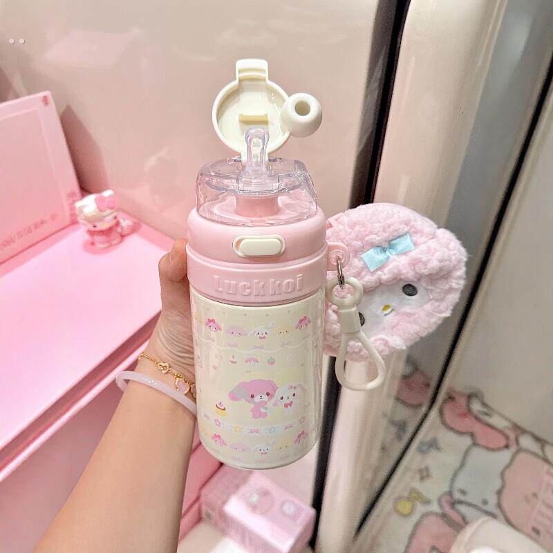 可爱兔兔水杯保温杯吸管杯女生大容量学生上学专用新款2025高颜值