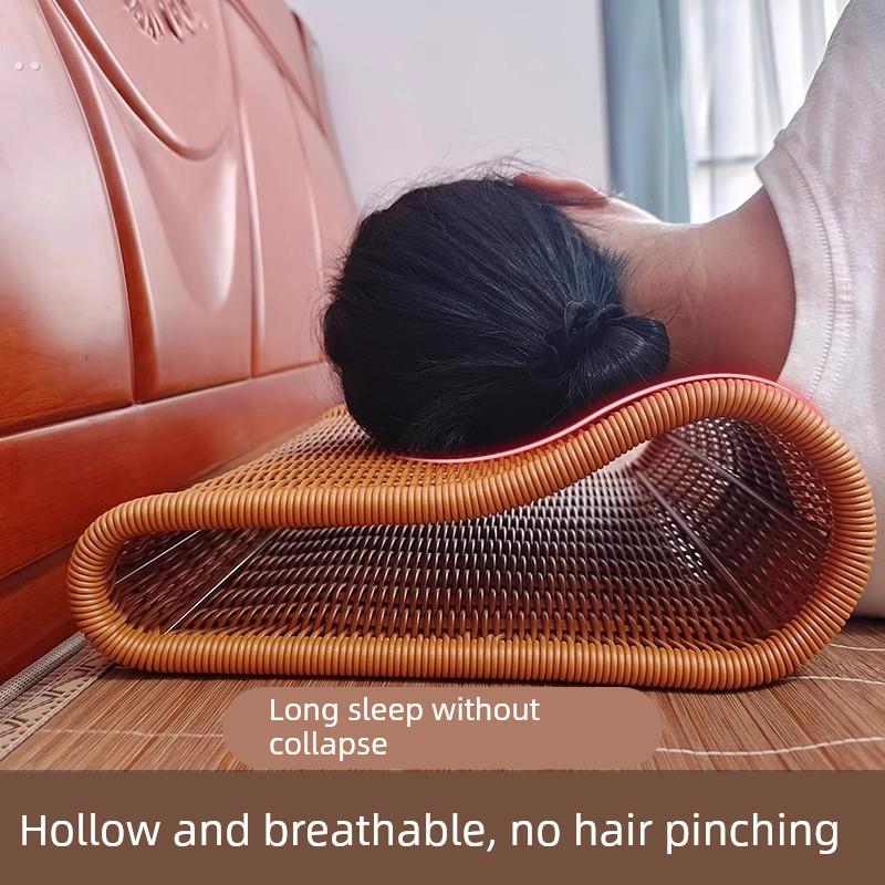 夏天凉枕头彷藤编硬枕头男护颈椎中空透气可水洗成人专用