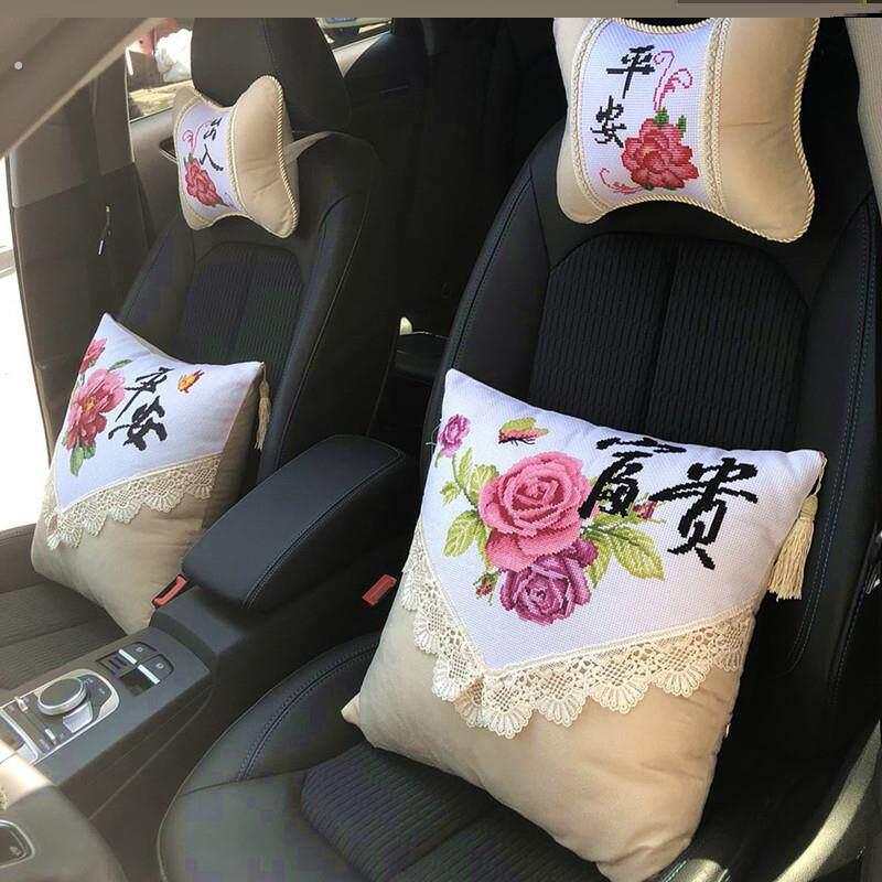 抱枕十字绣自己绣新款十字绣抱枕一对车枕刺绣汽车护颈枕头枕线绣