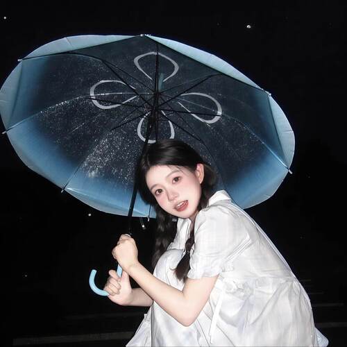 水母伞日系梦幻高颜值长柄雨伞高颜值氛围感拍照出片神器加厚加固