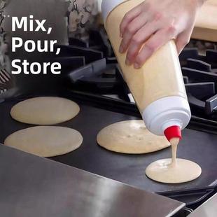 二合一手摇面糊搅拌瓶分配器带刻度奶油壶松饼瓶挤压倒面糊神器