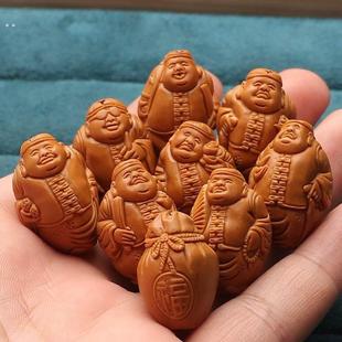 橄榄核手工雕刻地主老财单籽手串八大财神项链吊坠文玩手把件男女