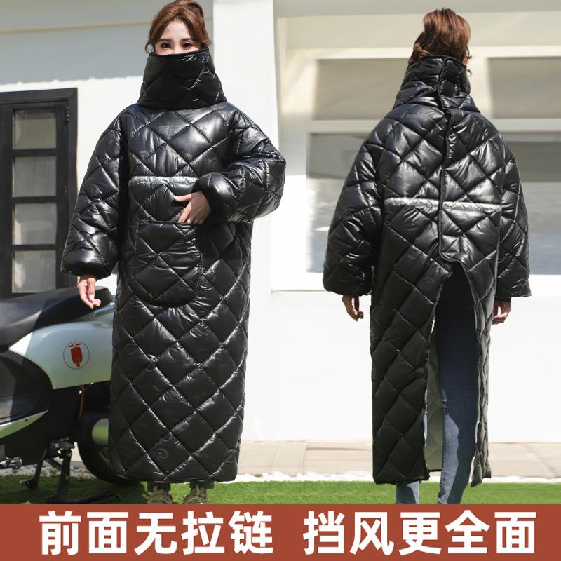 电动车挡风被冬季骑行护腰摩托车挡风衣防风罩超厚保暖膝盖加绒pu