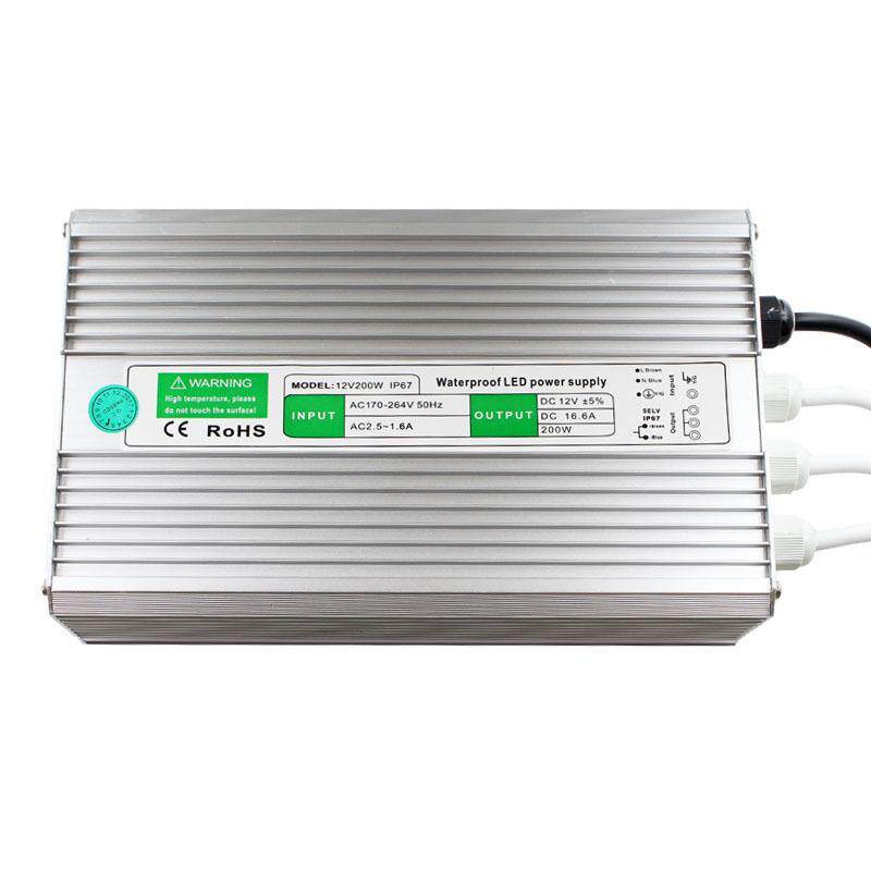 BOQI12V16.6A200W恒压驱动防水电源LED灯箱灯条路灯监控led显示屏