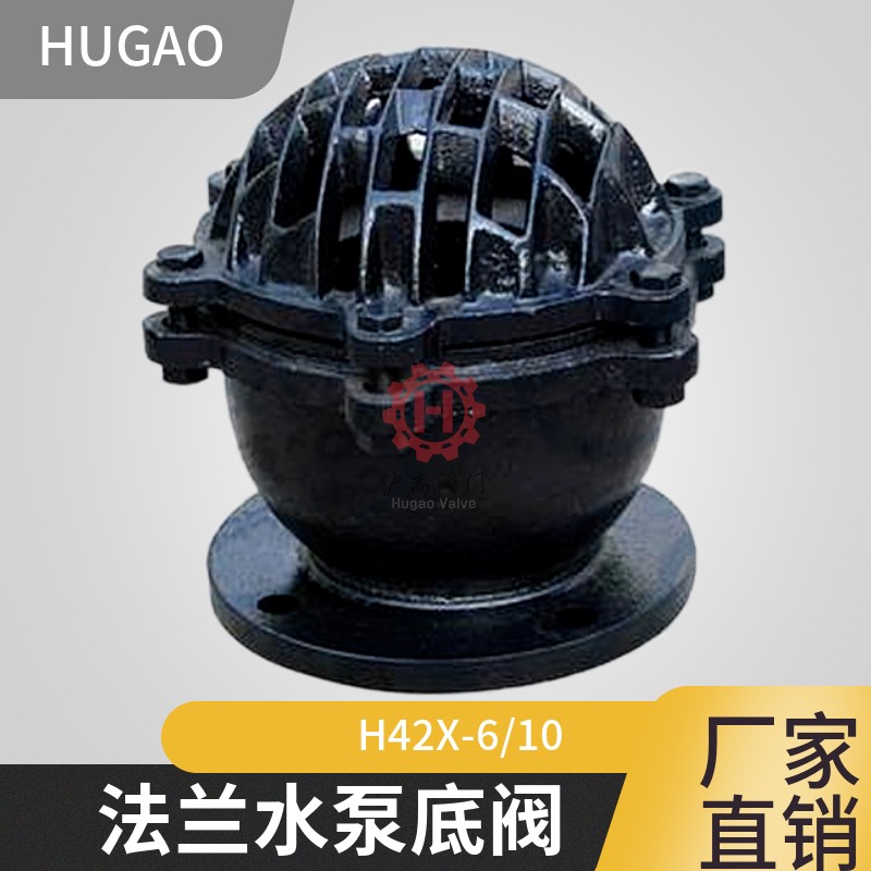 H42X-10抽水泵底阀止回阀铸铁升降式止回阀吸水底阀法兰 dn100150