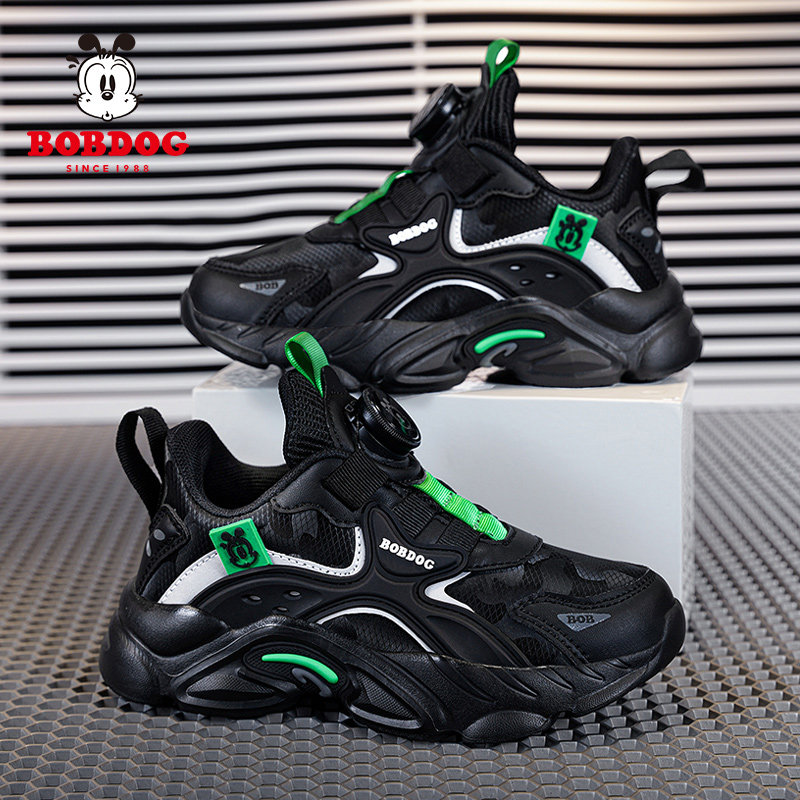 巴布豆童鞋男童运动鞋春秋季新款皮面儿童男孩中大童小学生休闲鞋