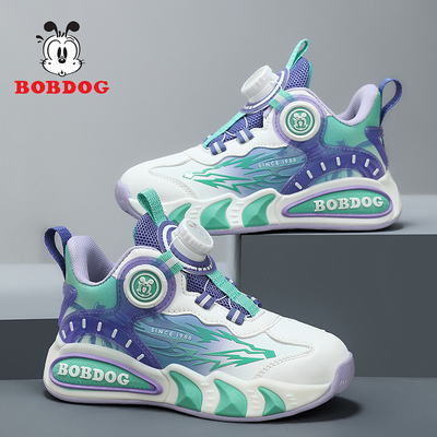 巴布豆童鞋男童运动鞋2026秋冬新款皮面防水中大童户外儿童休闲鞋