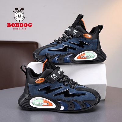 巴布豆童鞋2026秋冬季新款男童运动鞋皮面防水男孩防滑儿童休闲鞋