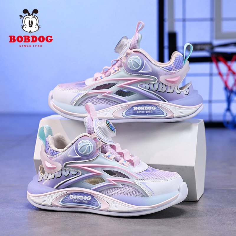 巴布豆童鞋女童运动鞋2025夏季新款网面透气小学生女孩儿童跑步鞋