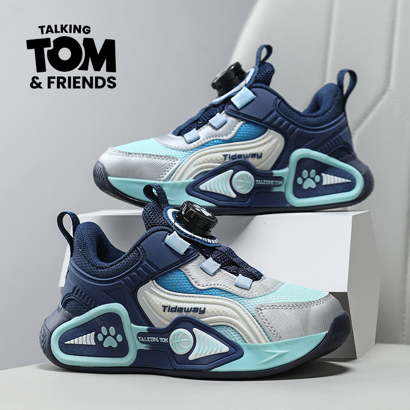 汤姆猫男童鞋子运动鞋2026春秋季新款网面透气中大童小学生跑步鞋
