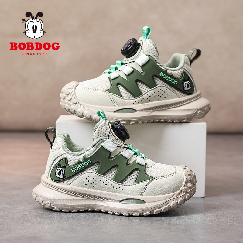 巴布豆男童鞋子运动鞋2026春秋新款网面透气小学生软底儿童跑步鞋