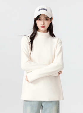 300斤大码胖mm内搭双面德绒打底衫女款秋冬季上衣百搭半高领卫衣