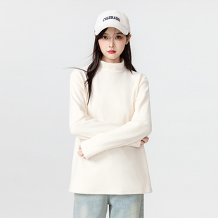 秋冬季 女款 上衣百搭半高领卫衣 胖mm内搭双面德绒打底衫 300斤大码