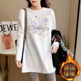 春秋冬季 300斤女生双面德绒圆领打底衫 上衣内搭卫衣 大码 2025新款